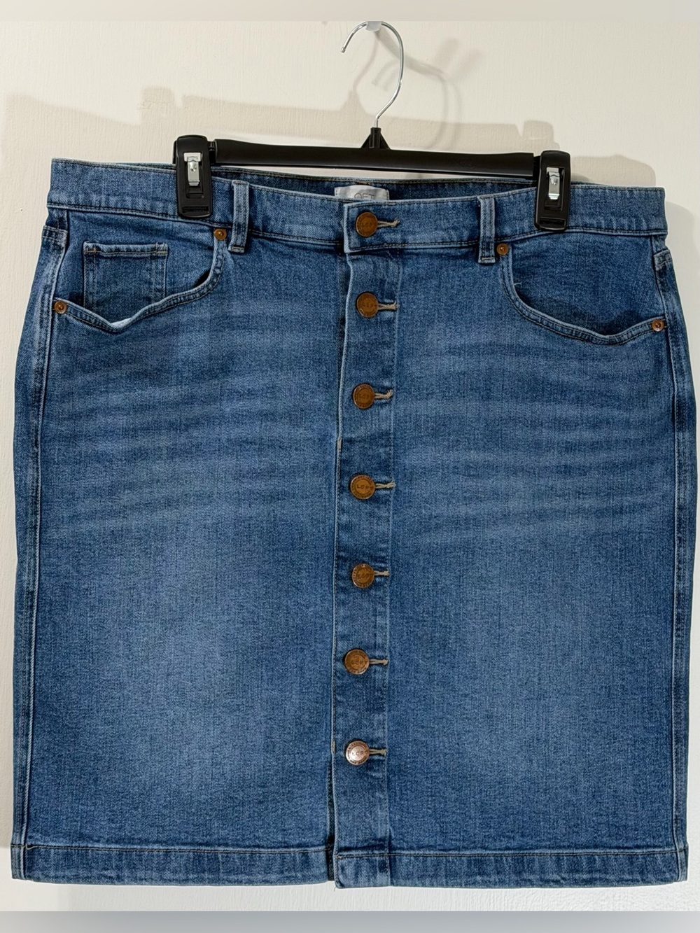 LOFT Outlet Blue Button-Front Denim Mini Skirt